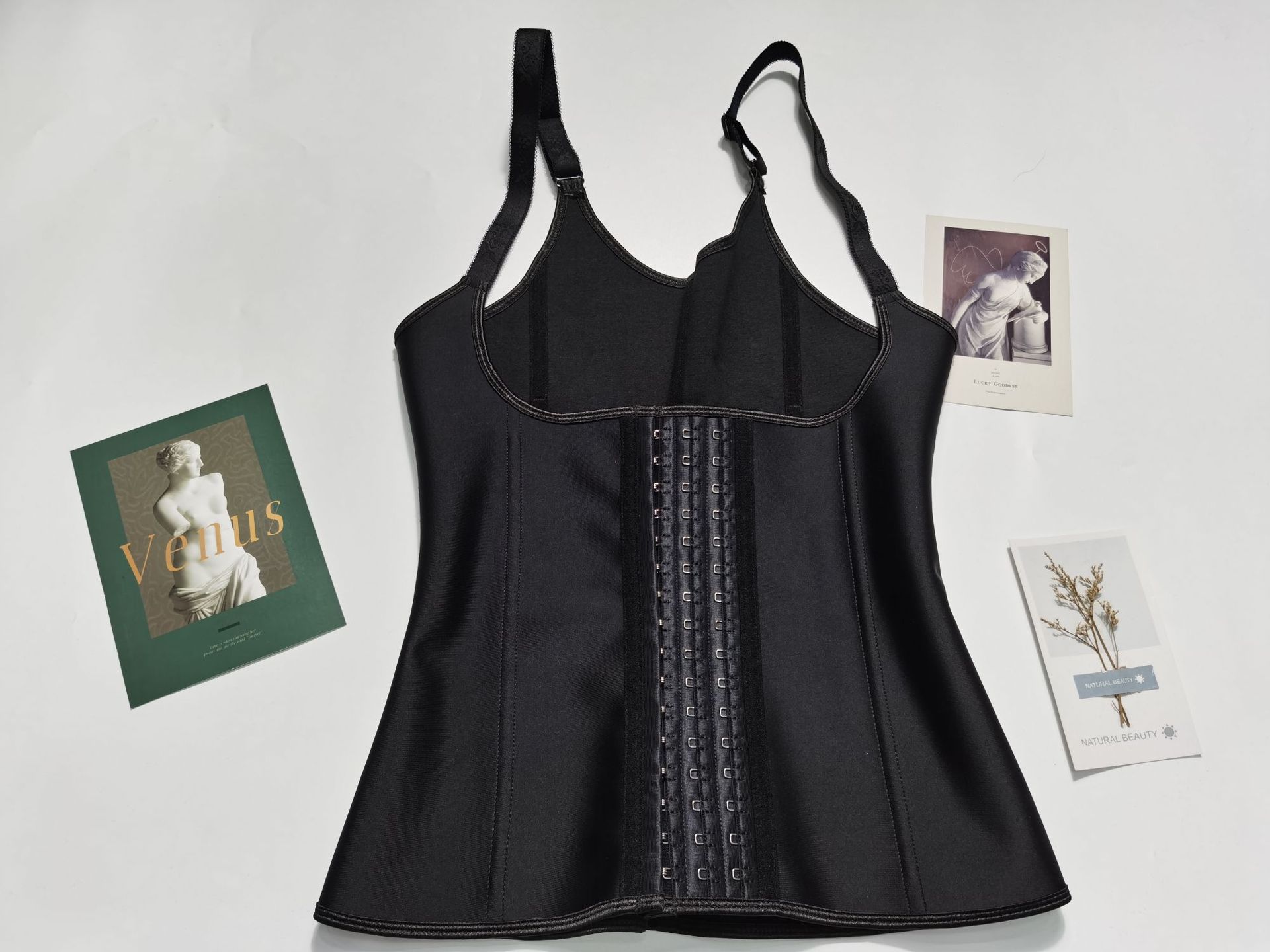 Cross-border exclusive three-layer 9-bone latex waist-cinching and belt-tightening body-shaping garment with rubber fine shoulder straps and waist seal pic 2
