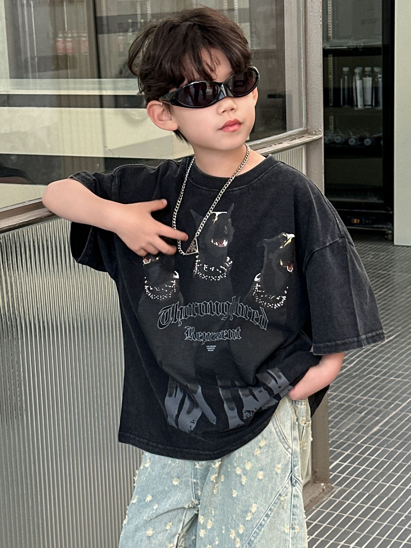 儿童卡通纯色T恤2025夏季新款男童韩版洋气上衣中小童夏装短袖潮详情5