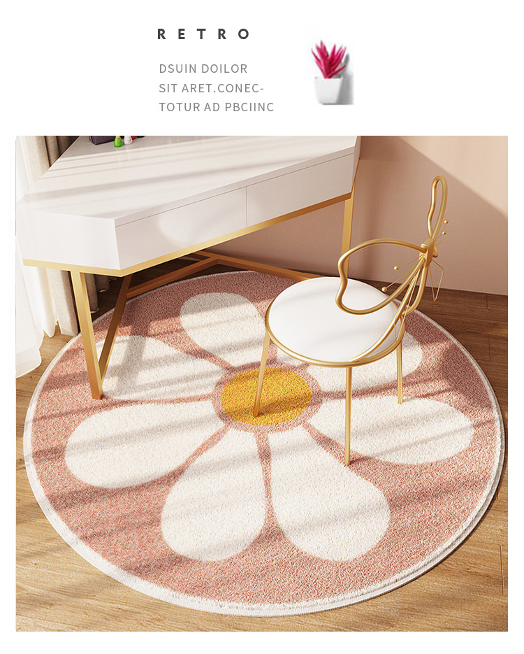 小清新花卉异形四季通用卧室床边毯家用吸水防滑仿羊绒客厅地毯详情18