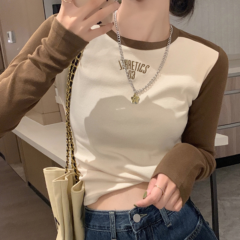 Korean hooded long-sleeved T-shirt for women 2023 autumn/Winter new style, slimming and form-fitting solid color hoodie, versatile top and base layer pic 2