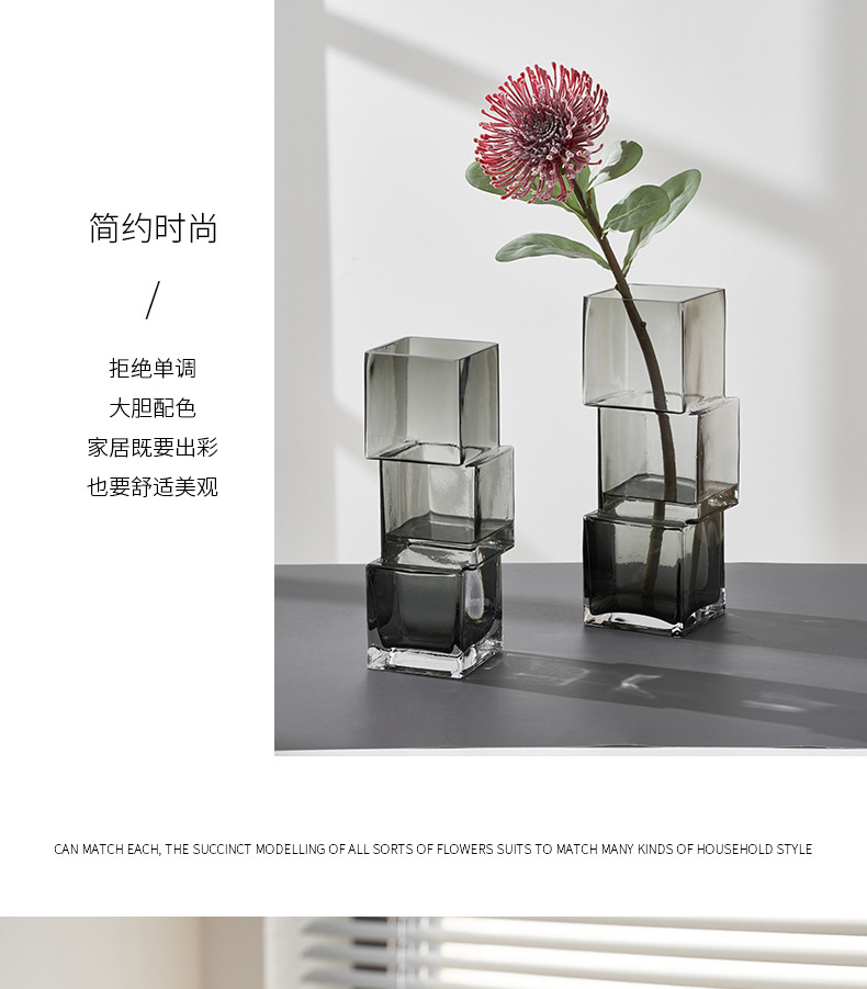 厂家定制轻奢ins风高级感玻璃花瓶家居水培水养鲜花装饰花瓶摆件玻璃花瓶详情11