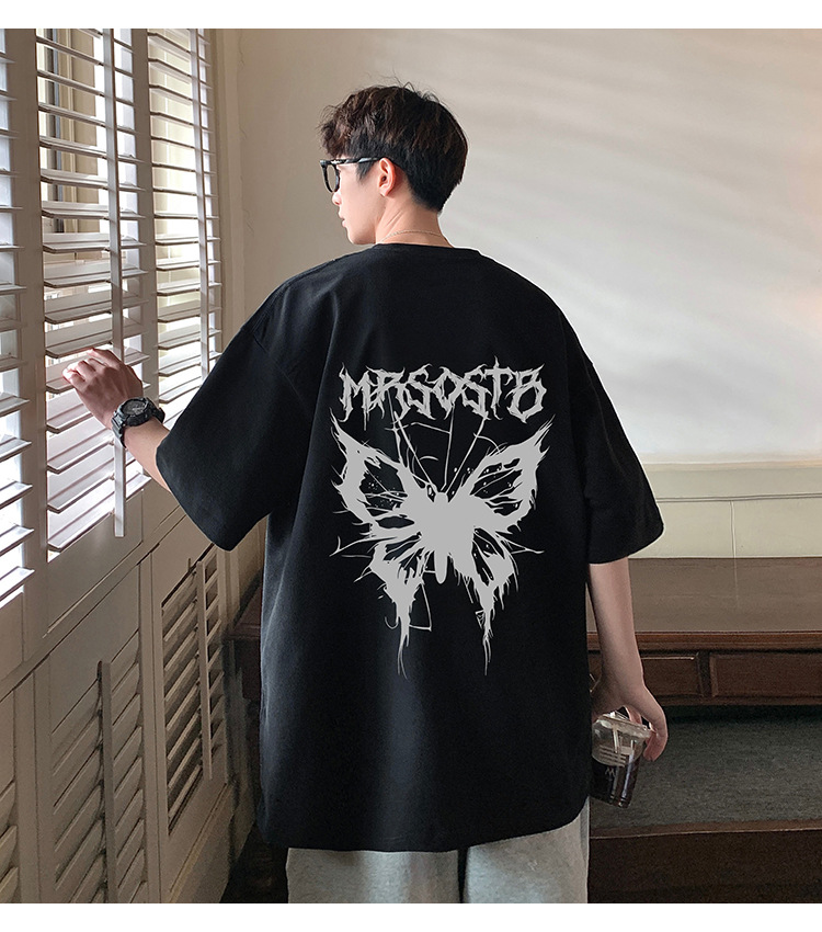 Camiseta de manga corta americana de algodón pesado hombre 2024 nuevo verano hombre retro country trend oversize pic 13