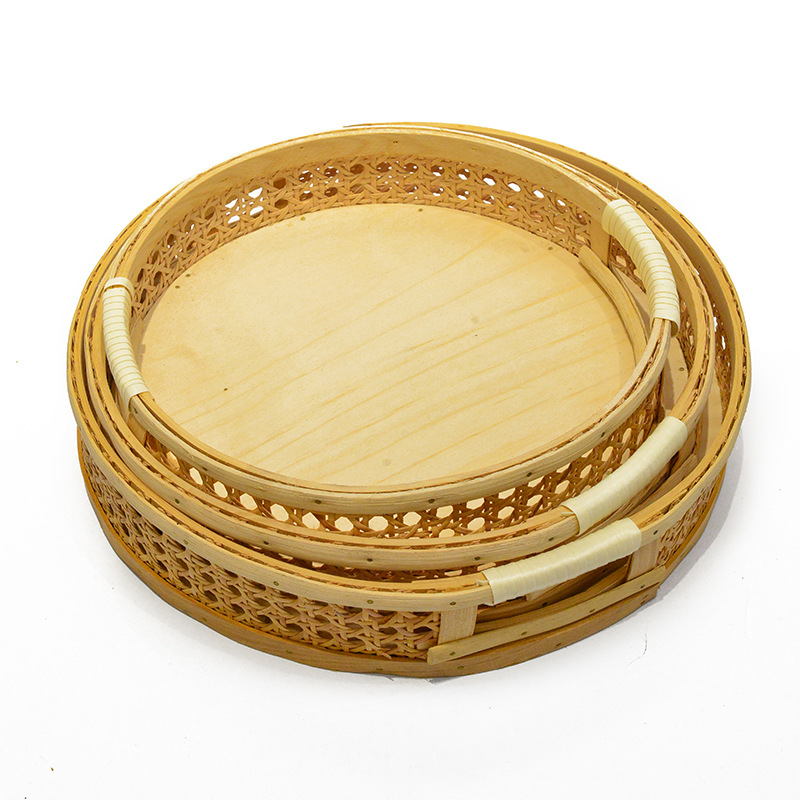 特价清仓桌面收纳托盘杂物钥匙收纳筐果茶几零食编织筐仿藤编织盒详情10