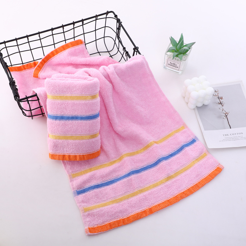 Pure cotton tricolor satin striped plain towel face towel pic 2