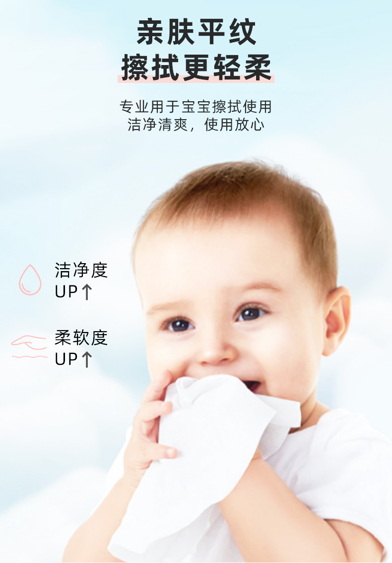 婴儿宝宝手口湿巾 擦拭屁屁清洁一次性湿纸巾120片家庭袋装湿巾详情5