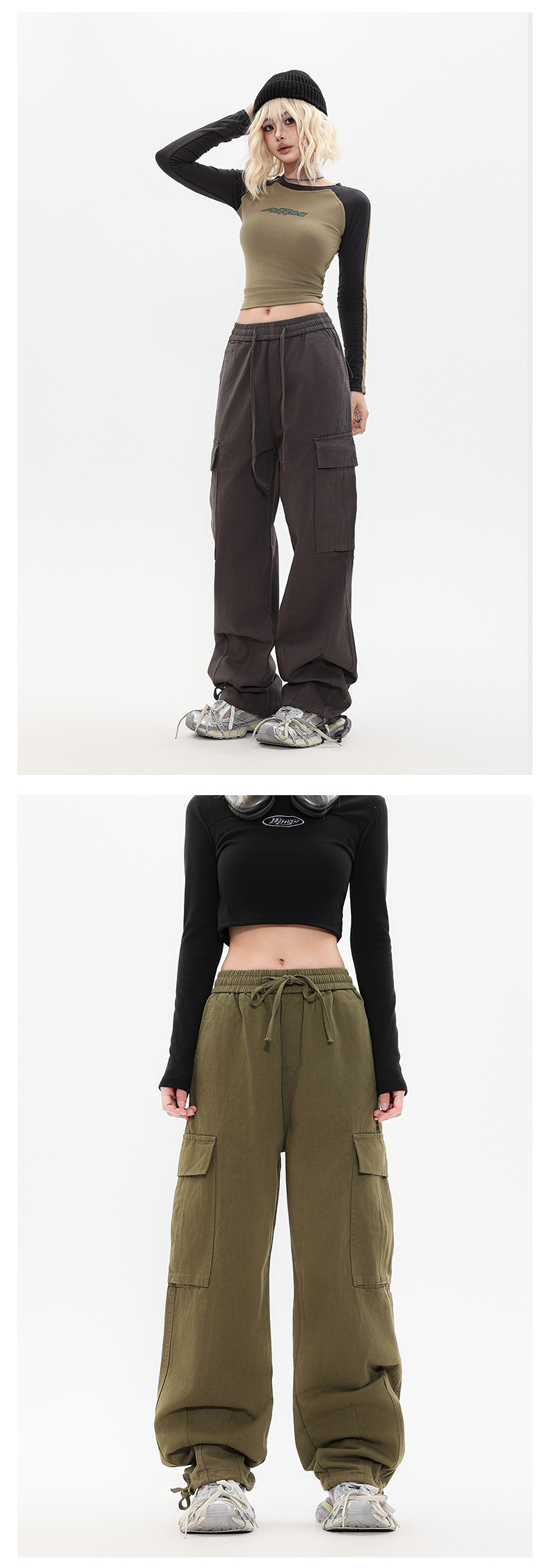 OREETA丨vintage直筒工装裤女可调节日系工装裤潮牌阔腿工装裤男详情8