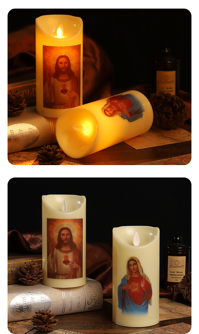 跨境LED欧式古典人物画电子蜡烛 感恩节气氛布置装饰厂家批发详情7