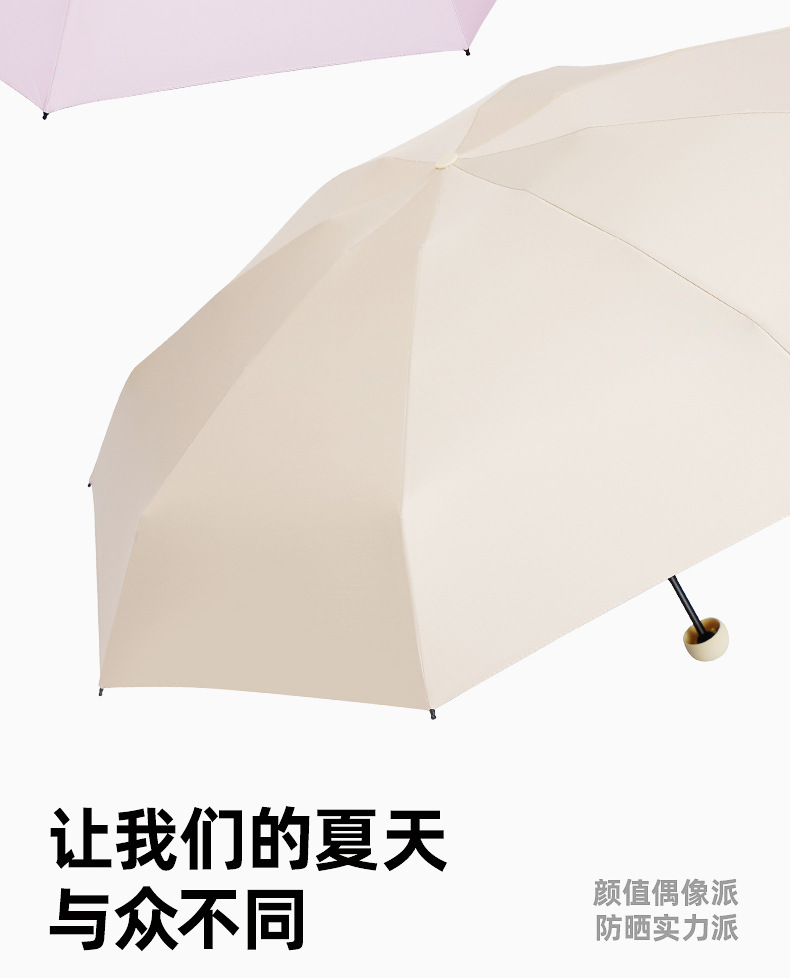 新款五折伞六骨超轻镜盒胶囊伞遮阳伞黑胶防晒防紫外线可订广告伞详情8