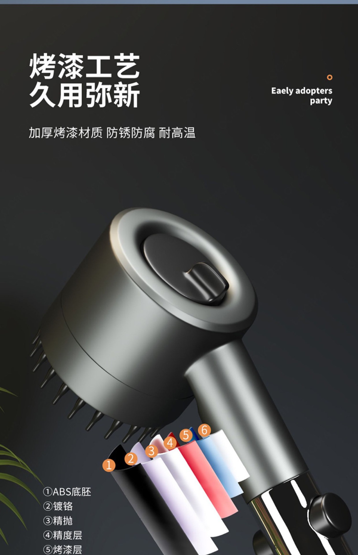 跨境戴喷花洒头增压花洒喷头家用浴室洗澡手持淋浴头花洒增压套装详情15