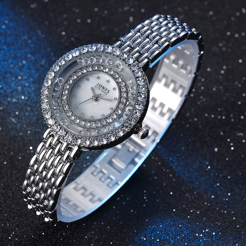Aliexpress best-selling alloy steel mesh strap diamond-encrusted versatile watch, fashionable starry sky water diamond casual wristwatch pic 4