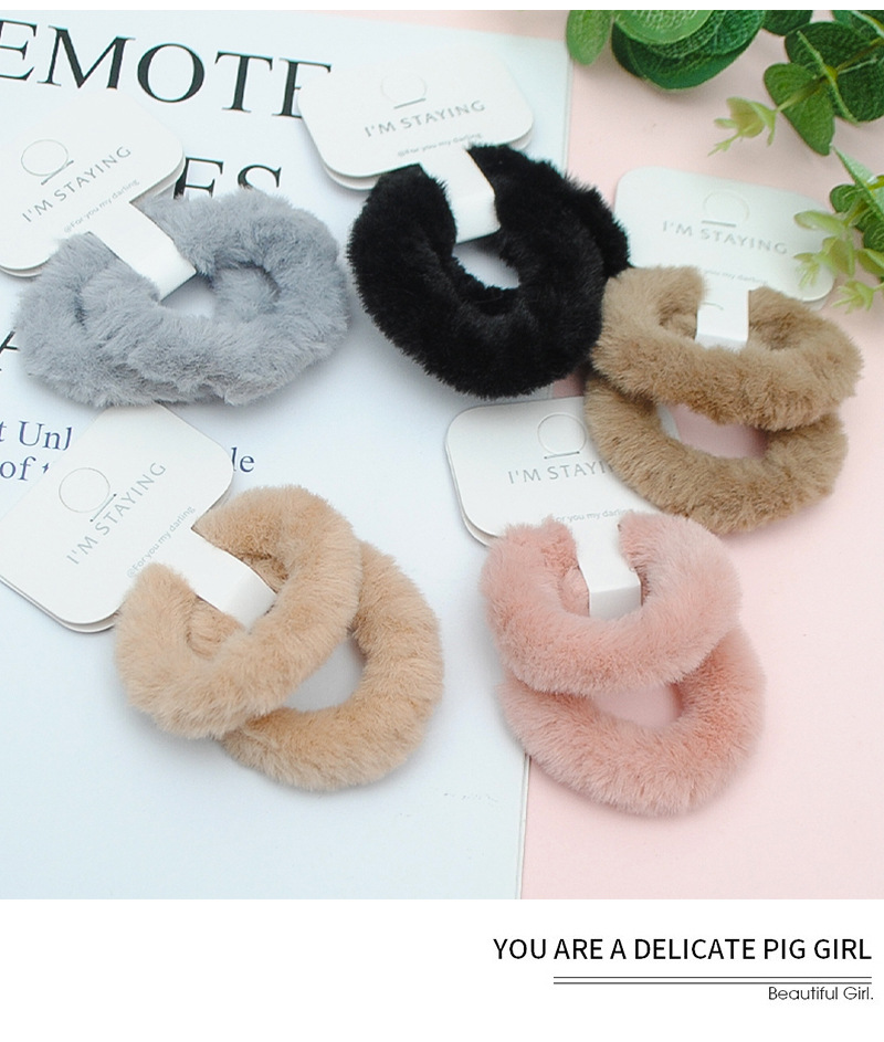 厂家批发卡装皮筋毛绒毛巾圈发绳甜美少女感发圈高弹力高马尾头绳详情7