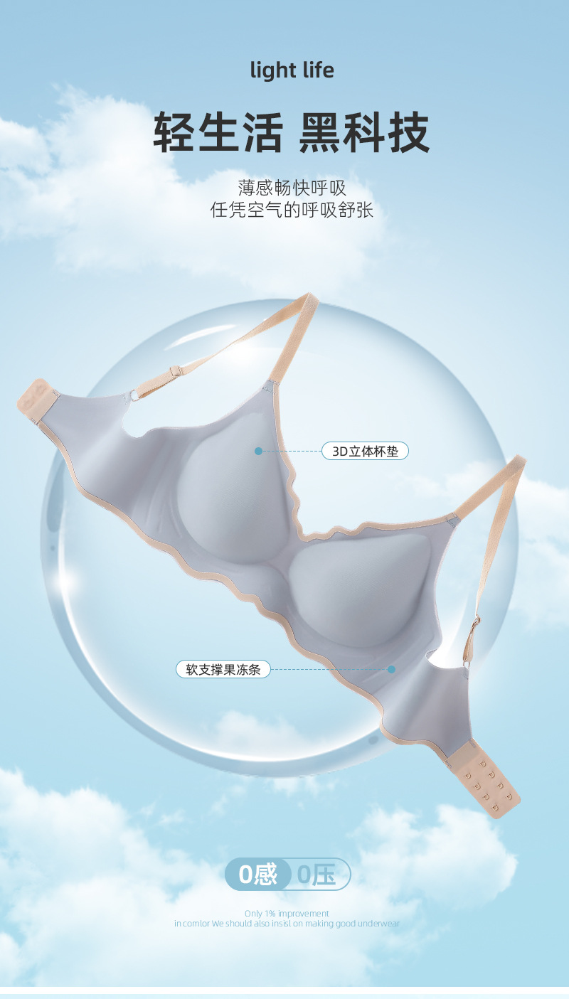 无痕内衣女小胸聚拢无钢圈果冻条软支撑吊带文胸跨境外贸批发详情8