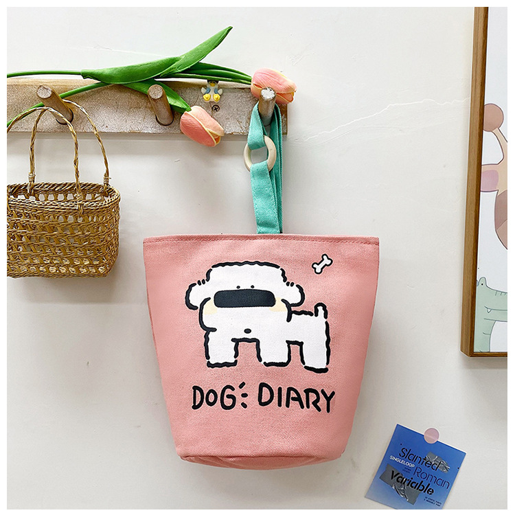 上班族便携妈咪帆布包购物学生可爱水桶型手拎便当带饭盒手提包女详情20