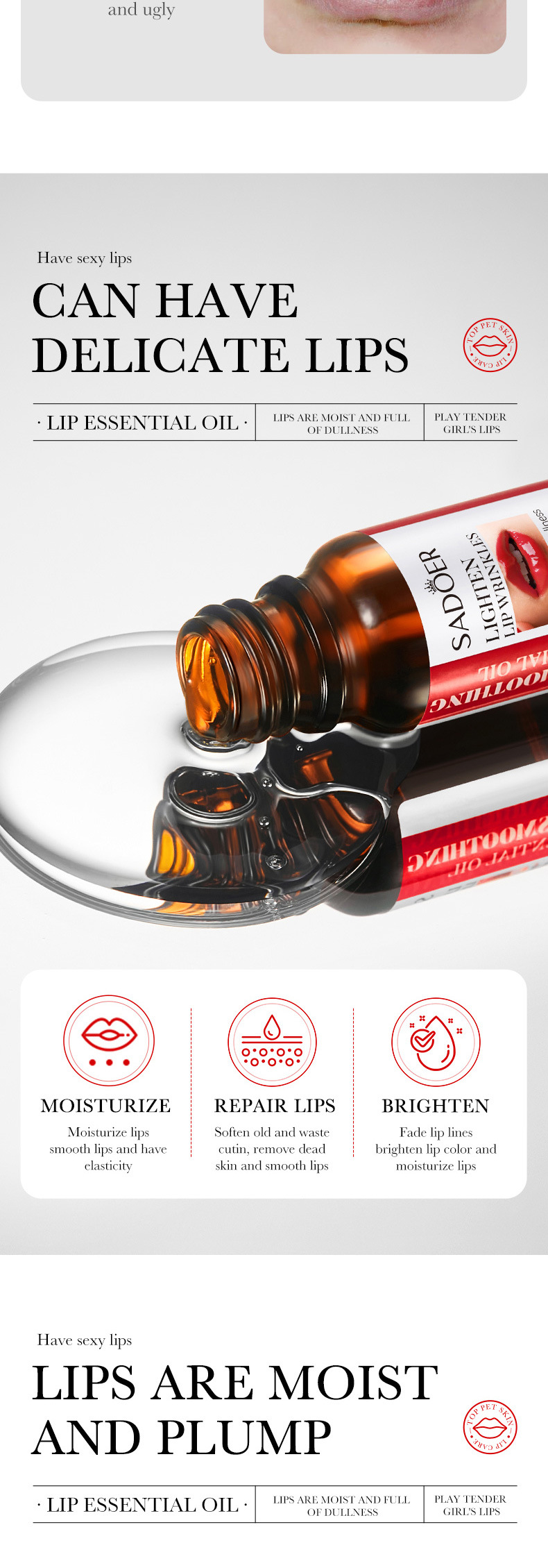 10ml Full English Lip Care Essence Oil SADOER Moisturizing and Hydrating Essential Oil Cross-border export pic 3