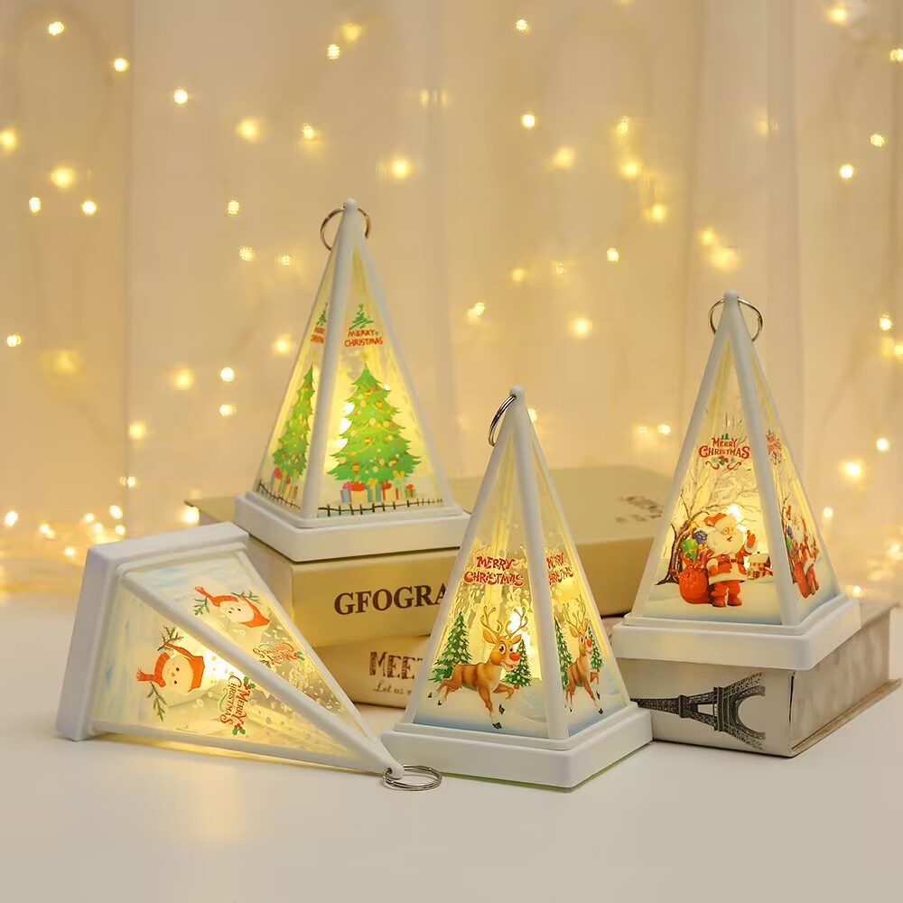 New Christmas decorations: Hand-held triangular wind lamps, night lights, pendants, LED electronic candles, candlestick lights pic 14
