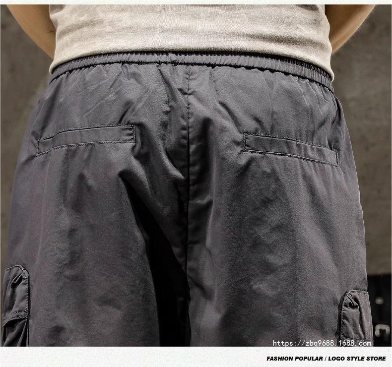 格桦潮牌白色工装短裤男夏季薄款宽松直筒多兜男士中裤休闲五详情9