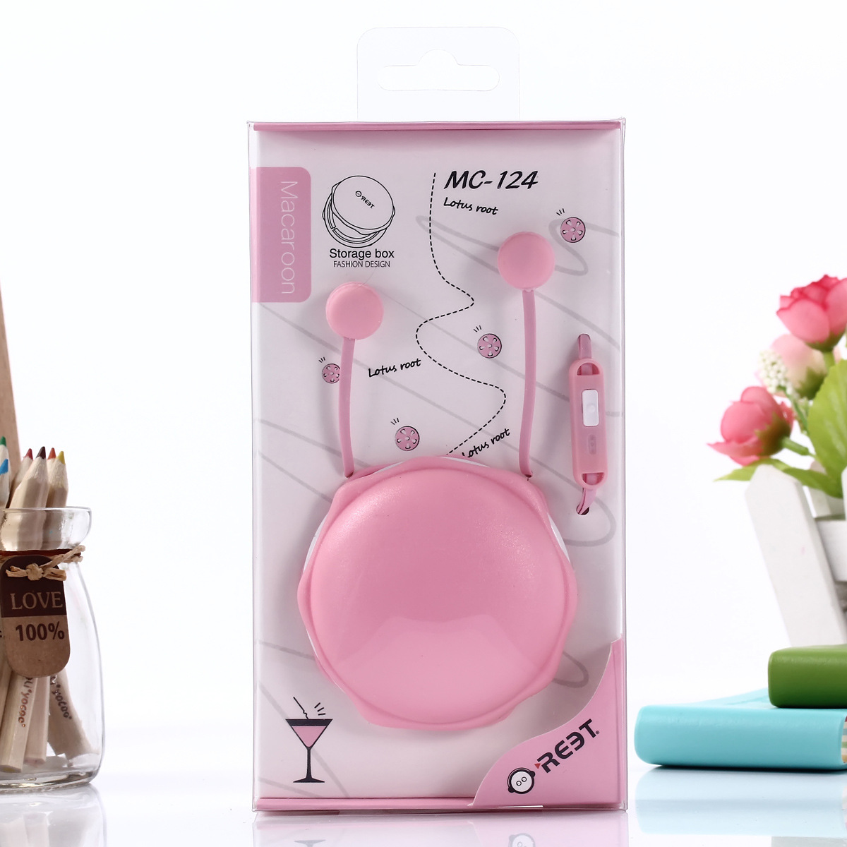 The manufacturer wholesals new cartoon wired in-ear headphones in candy-colored macaron storage cases and student mobile phone headphones pic 29