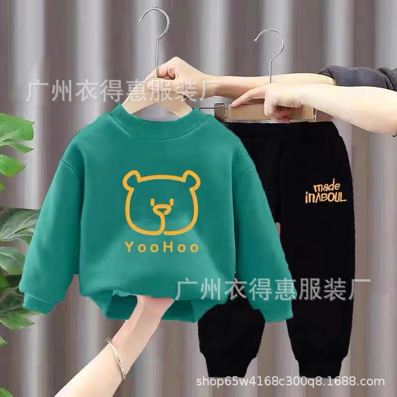 Otoño invierno 2022 nuevo medio niño cuello redondo sudaderas dos piezas tendencia niños deportes sudaderas sudaderas venta al por mayor pic 9