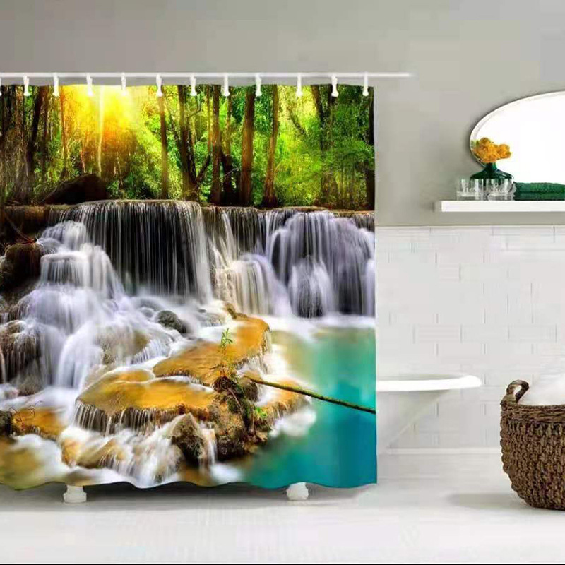 Factory supply of polyester waterproof bath curtains, hot sale and wholesale. Digital printing bathroom sets. Customization is supported based on provided drawings pic 14