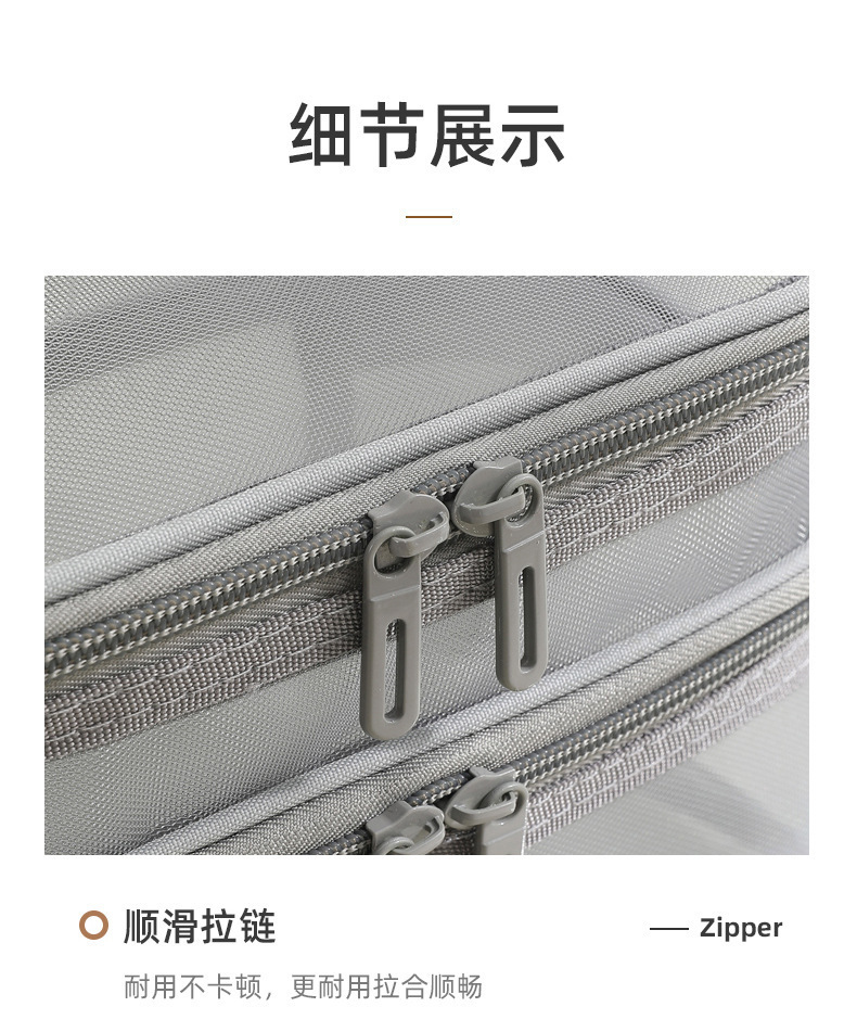 跨境现货新款手提包化妆包便携式透明大容量双层网纱洗漱收纳包袋详情16