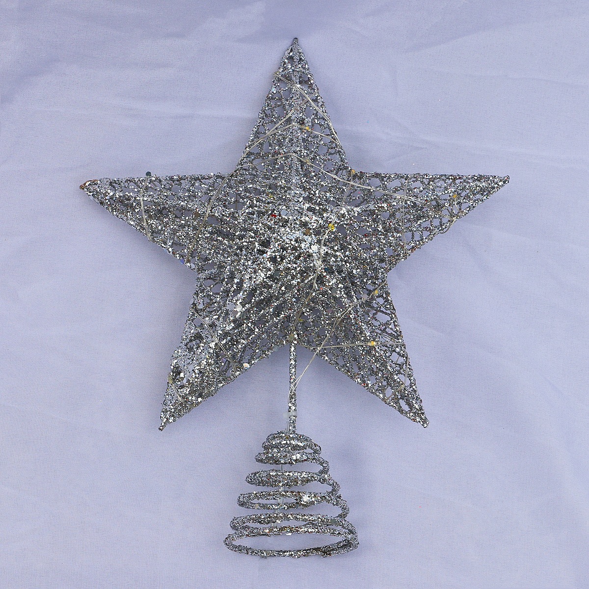 2025圣诞树顶星 铁艺发光带灯立体五角星 树顶星金粉圣诞树顶装饰详情7
