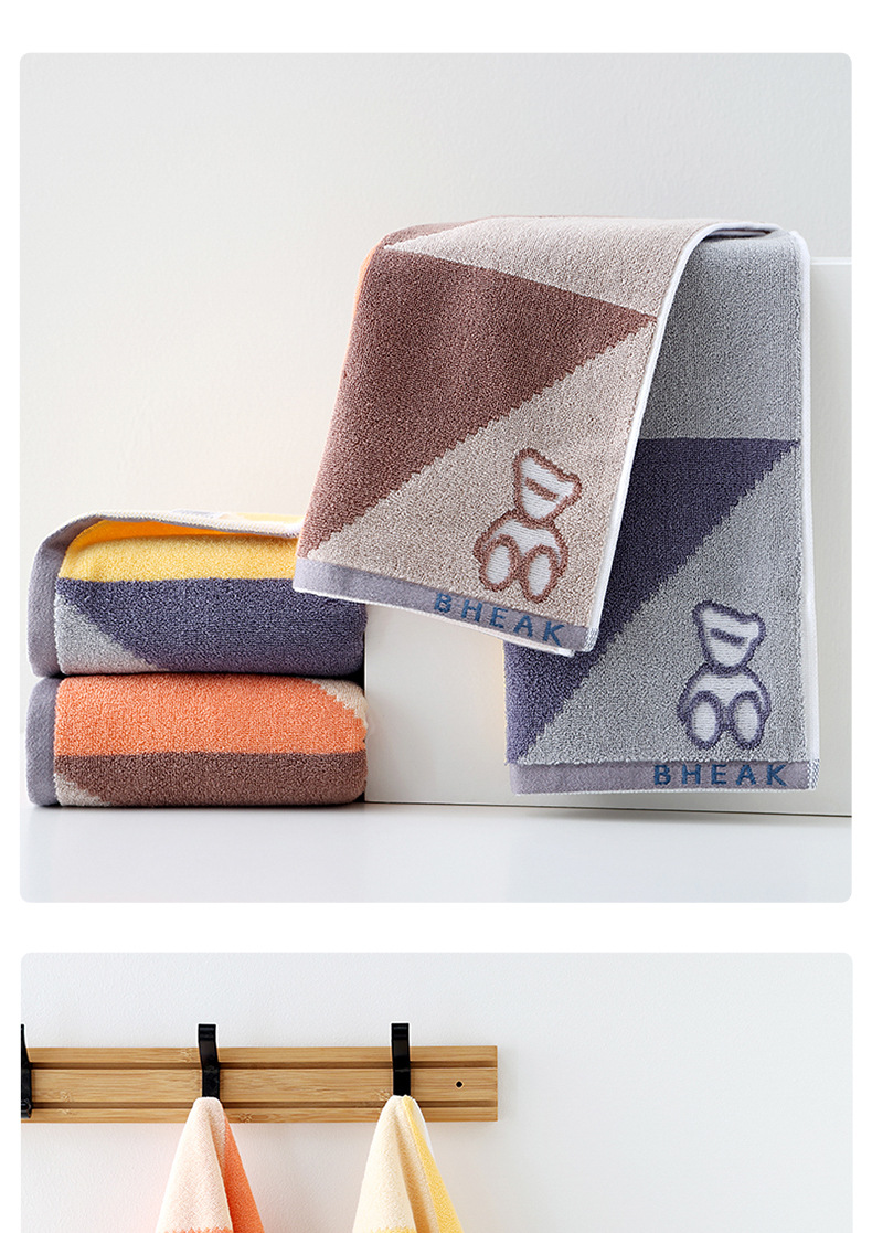 国潮婷龙小熊纯棉毛巾家用擦脸擦手全棉面巾吸水柔软不掉毛男女通用详情8