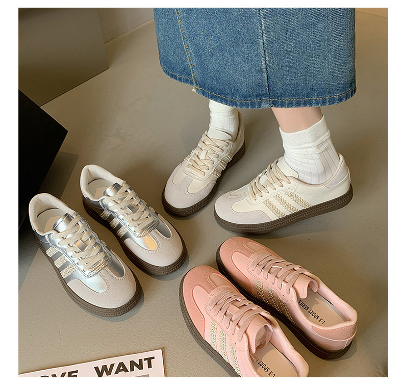 银色圆头德训鞋女款2024年秋季新款复古阿甘鞋软底轻便运动休闲鞋详情16