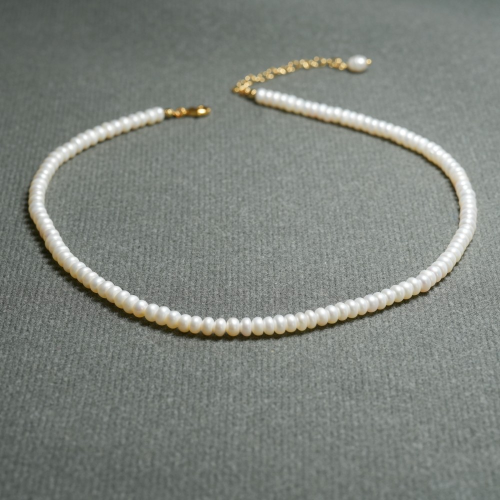 法式小众淡水馒头真珍珠气质项链短款简约颈链锁骨链饰品详情2