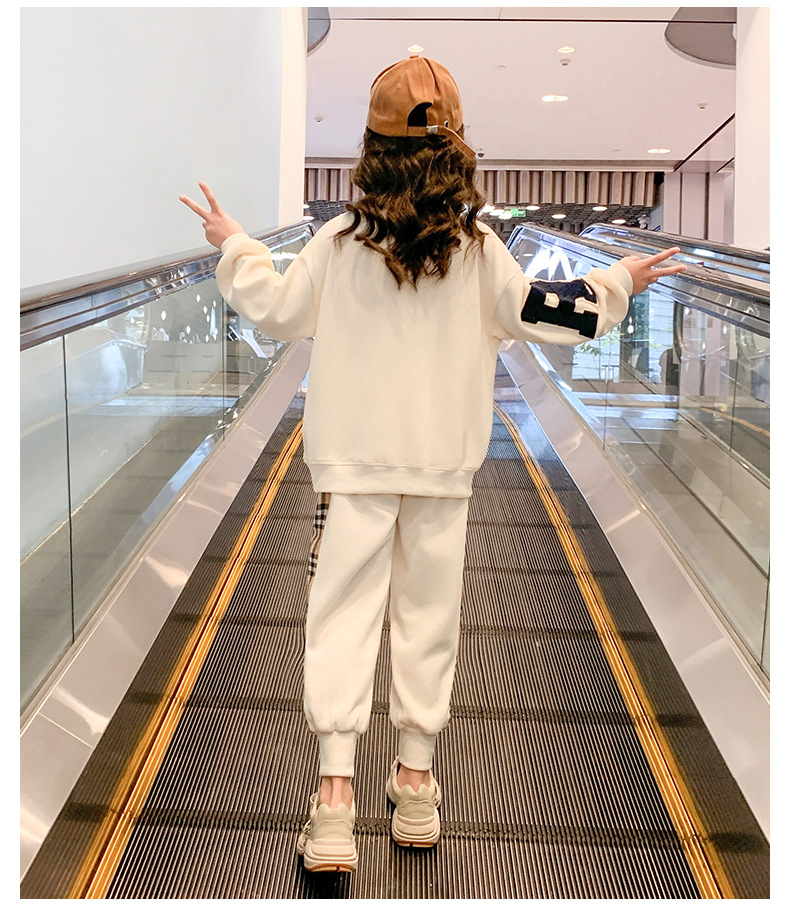 韩版女童春装运动2022新款洋气时髦网红童装女孩中大童卫衣两件套详情2