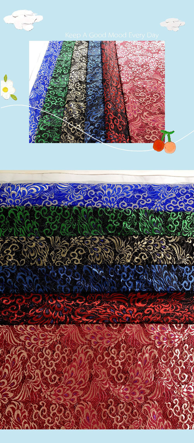 Wholesale of gold-colored phoenix lace fabric, phoenix skirts, wedding accessories, home window screens and tablecloths pic 22