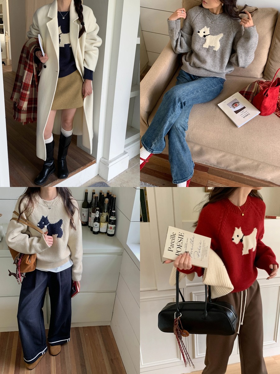 3th Morning North Island Park Korean Style Youthful Dog Embroidered Round Neck Pullover Sweater ZY2381 pic 23