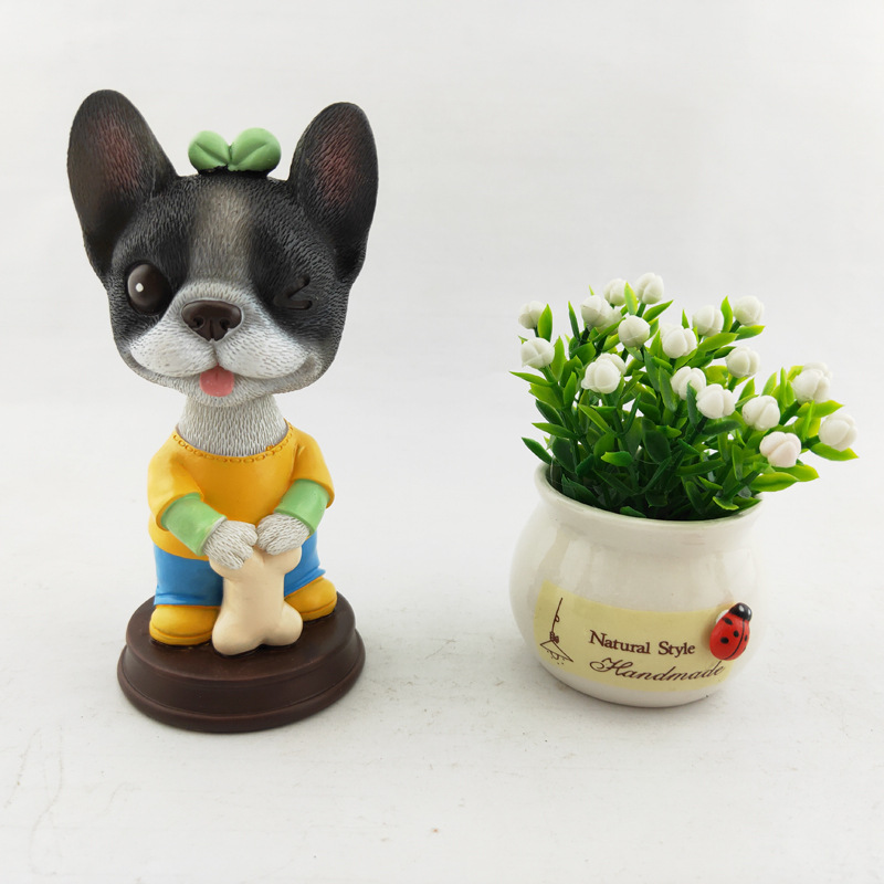 树脂摇头狗工艺品摆件 酷狗汽车摆件弹簧摇摆法斗详情9