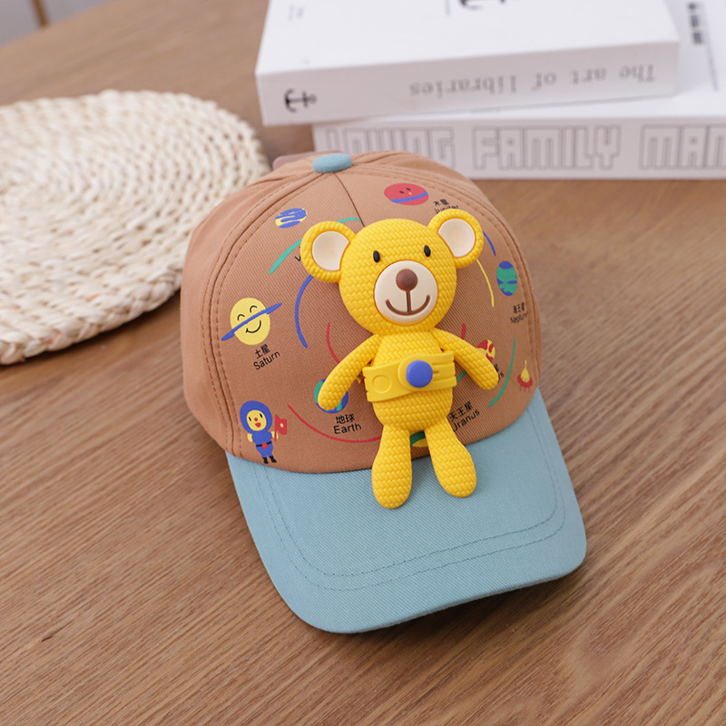 Korea cute bear kids baseball cap primavera nuevo estilo desmontable oso bebé sombra dutch tong cap wholesale tide pic 15