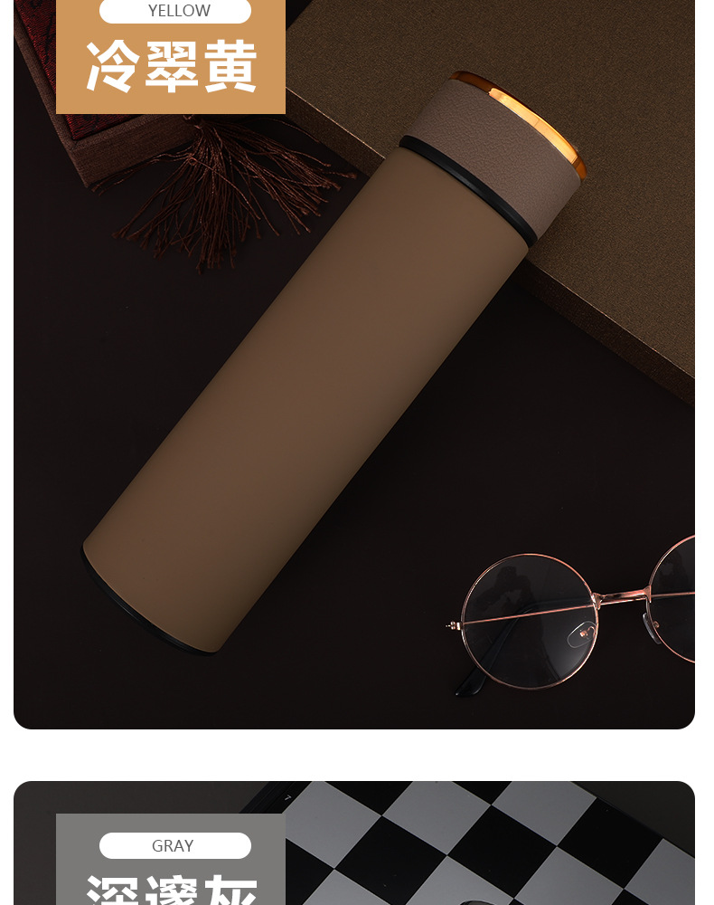 Smart temperature-measuring insulated cup, LED touch display for temperature, frosted water cup, creative business gift, customized LOGO pic 32