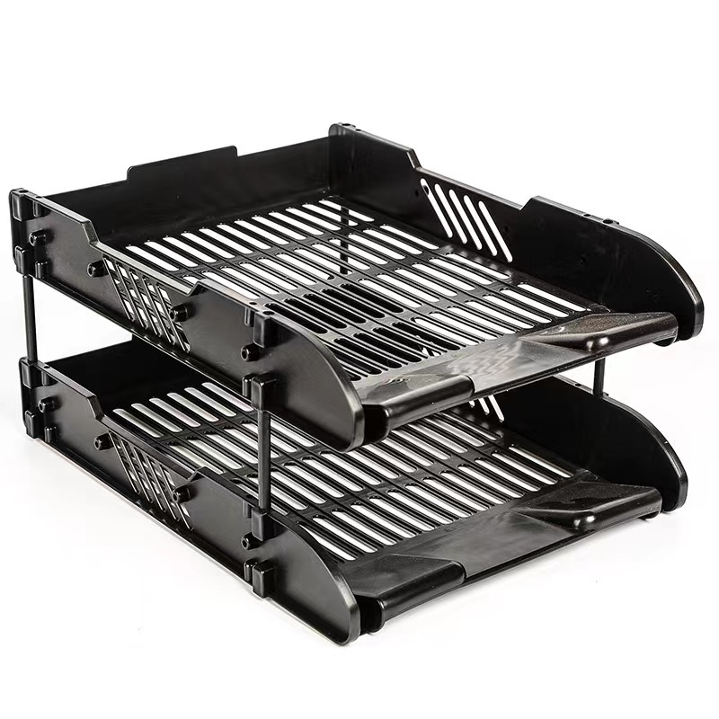 A428 稳固型文件架文件栏两层文件盘 塑料文件筐资料架详情5