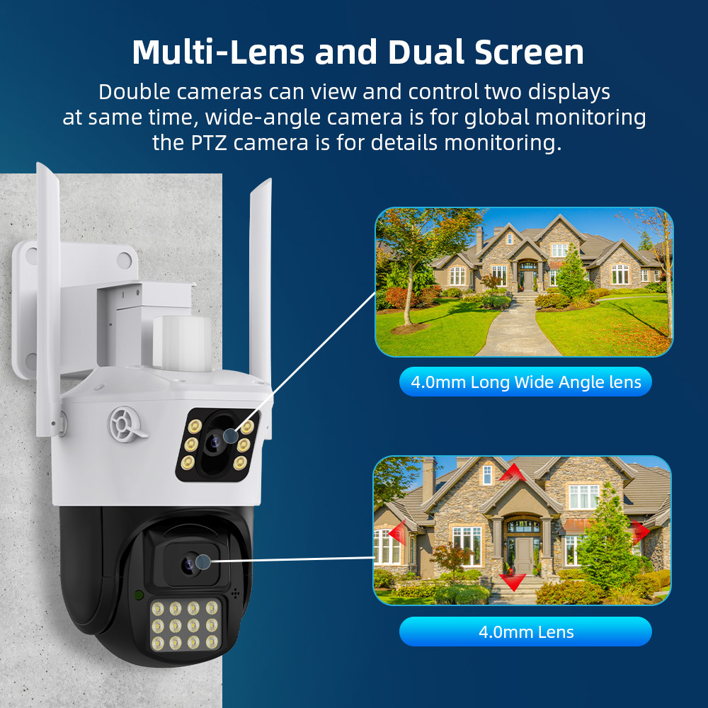 ICSEE dual-camera gun ball surveillance camera, a 360-degree home outdoor high-definition monitor with no blind spots pic 4
