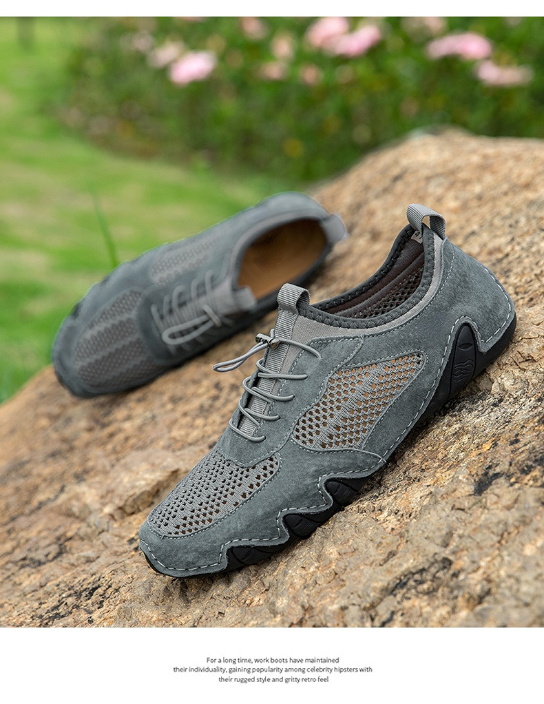 亚马逊热销夏季跨境男士休闲运动鞋大码缝制真皮网面鞋八爪鱼男鞋详情39