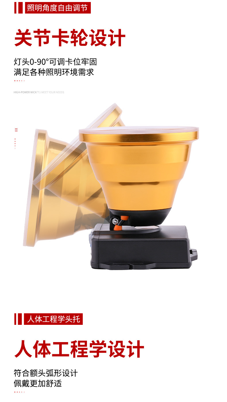 奇量奇亮品牌强光头灯远射充电大光斑长续航头灯夜钓捕鱼厂家批发详情15