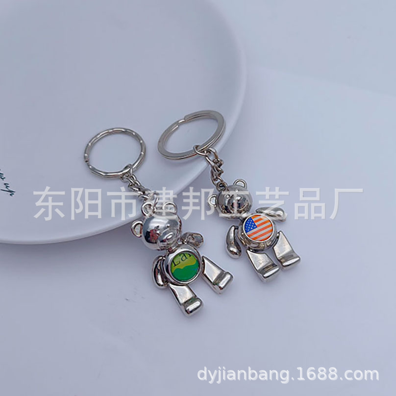 厂家定制个性金属旅游纪念品立体光面小熊贴纸挂件锌合金钥匙扣详情16