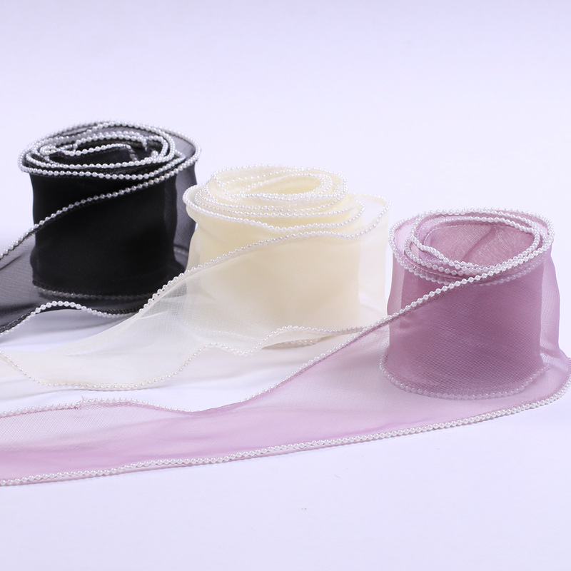 diy hairpin bow packaging material with pearl textured overlock yarn, 6cm wide meteor fish tail wave snow yarn ribbon pic 12