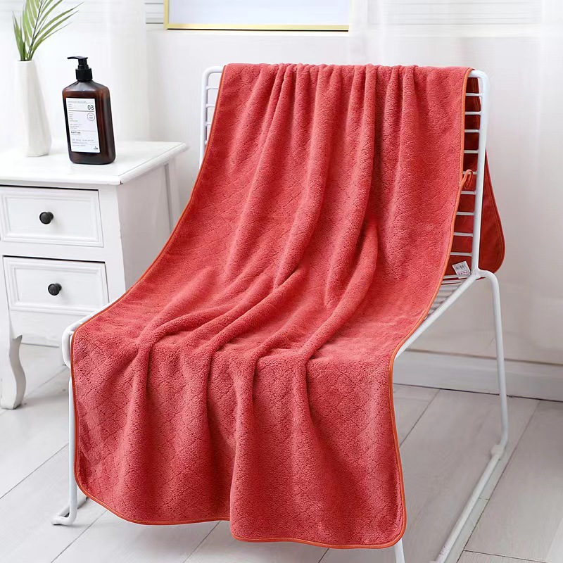 New coral fleece European-style bath towel, Class a thickened, suitable for adult home use. Made of 100% cotton, it absorbs water quickly and does not shed fibers pic 4