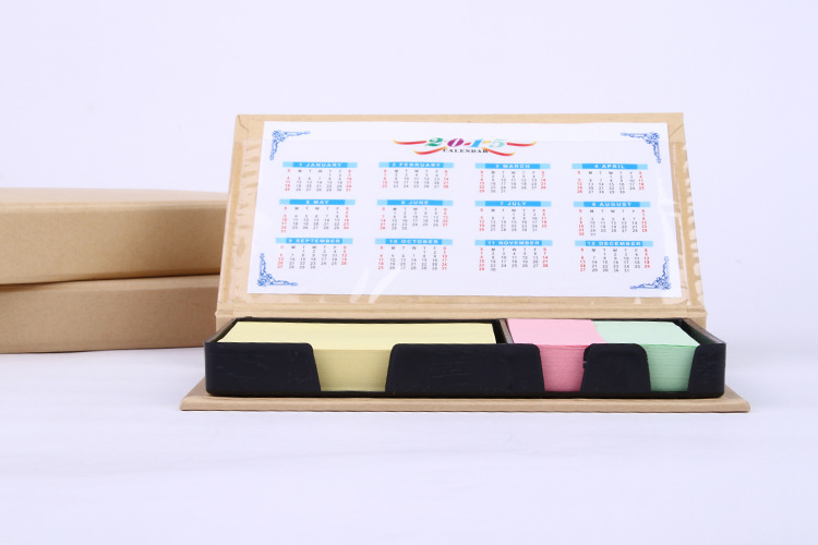 New business eco-friendly kraft paper with calendar combination sticky note box, N-time sticker with pen/calendar accessory pic 21
