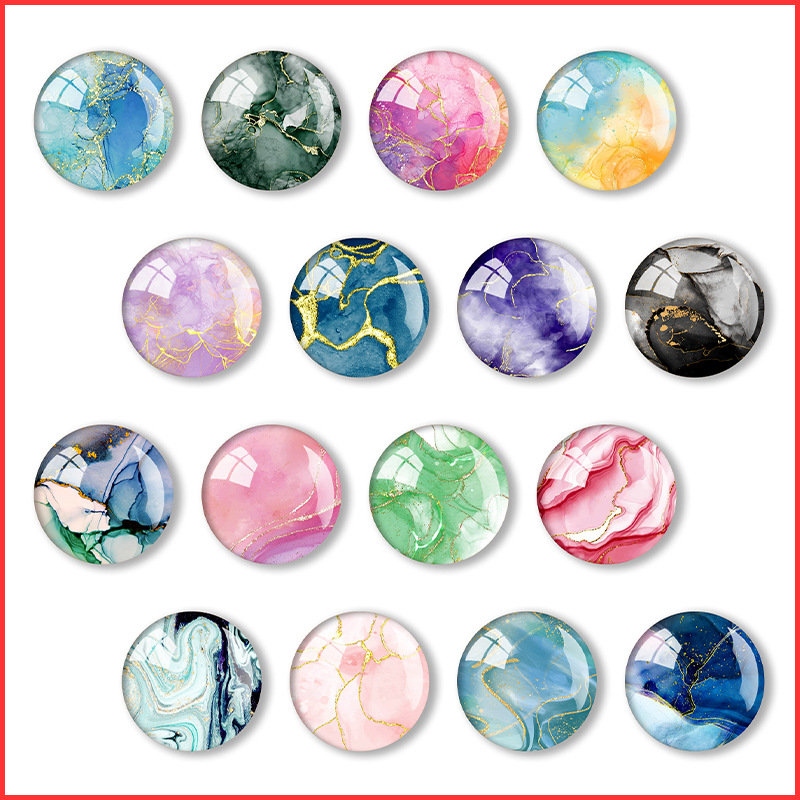 Nueva llegada al por mayor marble glass frigo stickers redondos creativo personalizado cristal imanes manga pintura al óleo magnetic stickers pic 1
