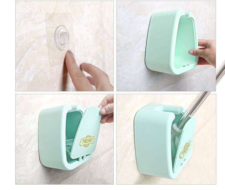 【 Toilet Brush 】 Fresh and practical set brush, toilet brush, wall-mounted toilet brush, adhesive hook, Japanese-style hanging pic 5