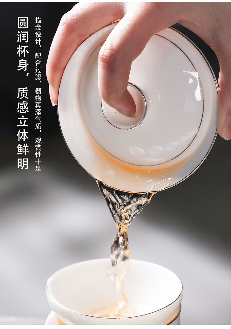 Factory direct sales of pure white Dehua jade porcelain Gongfu tea sets, wholesale available, light luxury gift box with logo pic 5