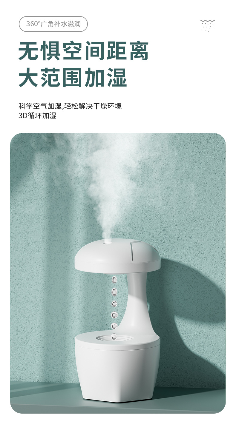 反重力加湿器水滴倒流家用静低音卧室小型办公桌面空气净化大雾量详情6