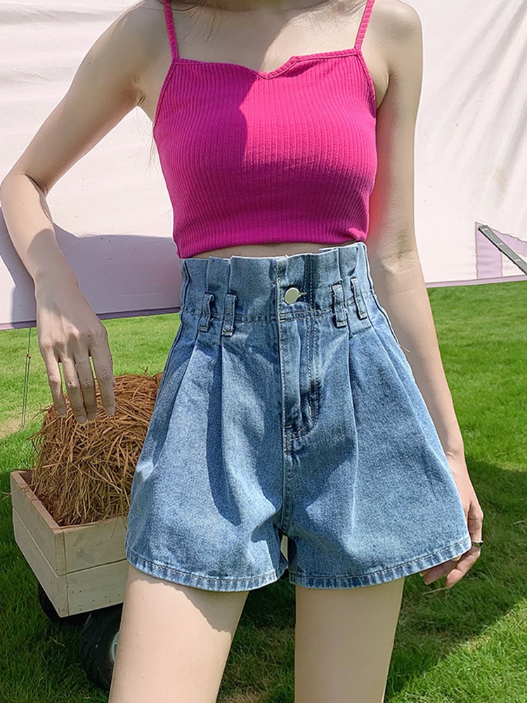 牛仔短裤女2023夏新款韩版高腰破洞显瘦女式牛仔短裤外贸直销批发详情39