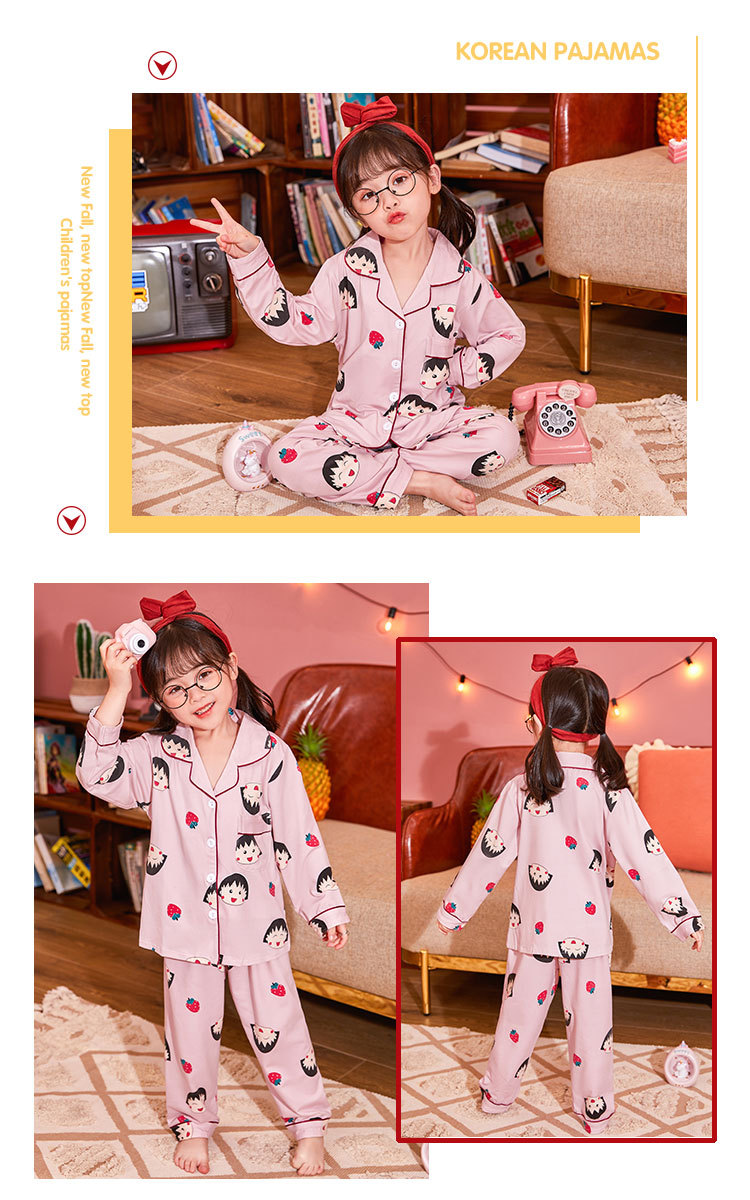 儿童睡衣女孩春夏长袖翻领牛奶丝套装开衫宝宝卡通外贸男童家居服详情25