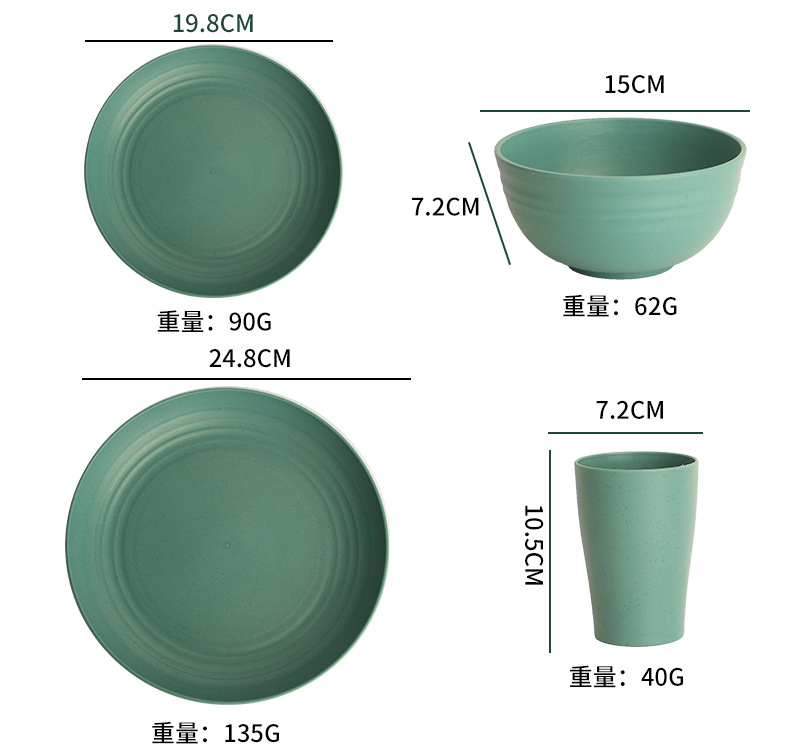 跨境创意碗碟盘餐具套装家用圆盘饭碗餐水杯套装盘子可logo批发详情9