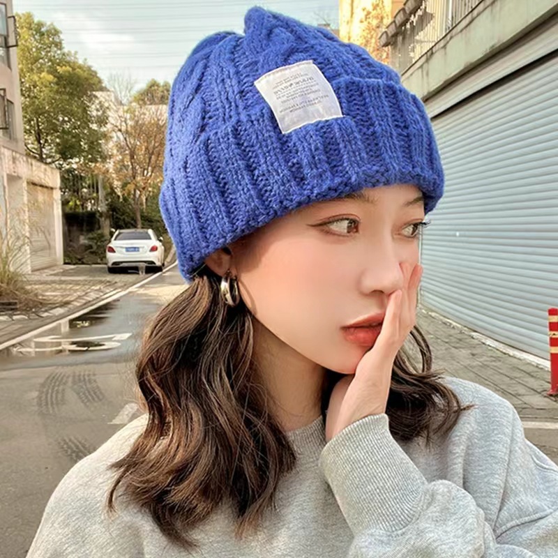 韩版ins 花毛线帽子女纯色秋冬季保暖糖果色日系针织帽网红潮品详情6